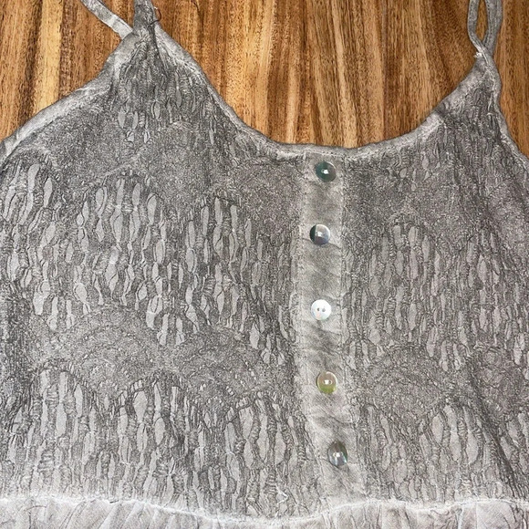 Oddy women’s dress Small 4 6 maxi hippy boho grey distressed lace flowy light - Picture 3 of 9